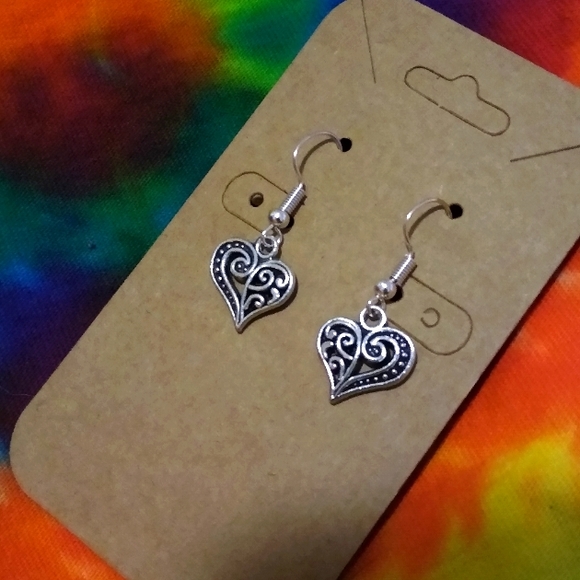 Handcrafted Heart Charm Earrings - Picture 3 of 4